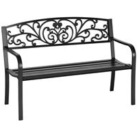 Outsunny Metal Garden Bench 2 Seater Porch Patio Park Chair Seat Outdoor Relax