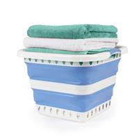 Beldray 40L Collapsible Laundry Basket Foldable Basket, Space-Saving, Blue