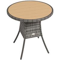 Outsunny Outdoor PE Rattan Dining Table w/ Wood-plastic Composite Top, Natural