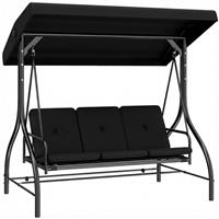 Outsunny 3 Seater Canopy Swing Chair Porch Hammock Bed, Black