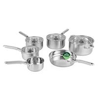 Salter Signature 6Pc Stainless Steel Pan Set Multiple Sizes, Glass Lids