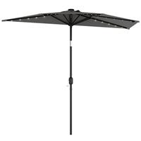 Outsunny 2.6 m Half Parasol with Solar Lights, UPF50+ Semi Round Umbrella