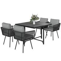 Outsunny 5 Piece Garden Furniture Set, Garden Dining Set with 4 Chairs