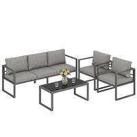 Outsunny Patio Furniture Set Aluminium Frame Dark Grey