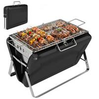 Outsunny Charcoal BBQ Grill Portable with Tilting Grate Black