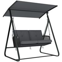 Outsunny 2-Seater Rattan Swing Chair, Outdoor Garden Hanging Swing Seat