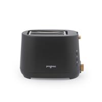 Progress Skara 2-Slice Toaster - 6 Browning Levels, Matte Black & Wooden Accents