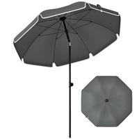 Outsunny 1.8 m Beach Umbrella Parasol with Sand Anchor, Tilt, Dark Grey