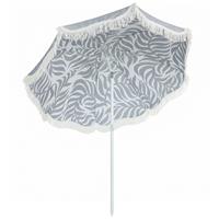 Outsunny 1.8 m Beach Umbrella Parasol with Sand Anchor, 30 Tilt, Light Grey