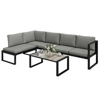 Outsunny Garden Sofa Set with 2 Loveseats, Armless Chair, Coffee Table