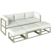 Outsunny 6 PC Garden Daybed, Sectional Sofa Set w/Coffee Table, Refurbished