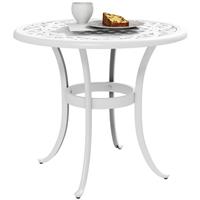Outsunny 60cm Round Garden Table with Cast Aluminium Frame, Refurbished