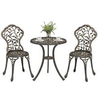 Outsunny Aluminium Bistro Set Garden Coffee Table Chair Dining Set, Refurbished