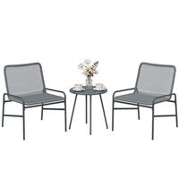 Outsunny Rattan Bistro Set with 2 Chairs & Round Table for Patio, Refurbished
