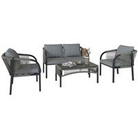 Outsunny 4 Piece Rattan Garden Furniture Set w/Steel Frame Cushions, Refurbished
