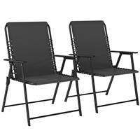 Outsunny Folding Garden Chairs, Outdoor Chairs Set of 2, Black, Refurbished