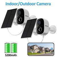 2PCS Wireless 4MP Solar Security Camera WiFi CCTV System Outdoor PIR 2-Way Audio
