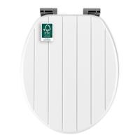 Beldray Wooden Toilet Seat - Soft Close Lid, Easy Fit, Standard Size, White