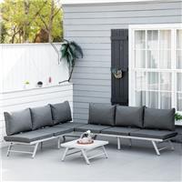 Outsunny 3Pcs Garden Seating Set w/Sofa Lounge Table Patio Furniture Refurbished