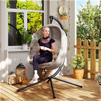 Outsunny Folding Hanging Egg Chair w/Cushion& Stand for Outdoor Refurbished