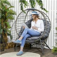 Outsunny Rattan Egg Chair Wicker Basket Chair w/ Cushion Holder Bag Refurbished