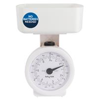 Salter Mechanical Kitchen Food Scale White 3kg Capacity No Batteries Needed