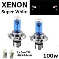 H4 100W SUPERWHITE XENON (472) UPGRADE Headlight Bulbs 12v +501 LED Sidelights B
