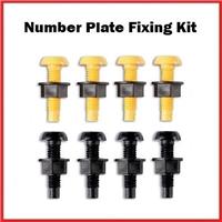 Yellow & Black Plastic Number Plate Screws Nuts Bolts Fixings Fittings Fixers x8