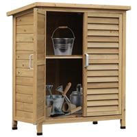 Outsunny Garden Storage Shed Solid Fir Wood Garage Organisation w/ Doors Natural