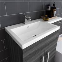 1100mm LH Grey Bathroom L Shape Vanity Unit & Basin + Back To Wall Toilet