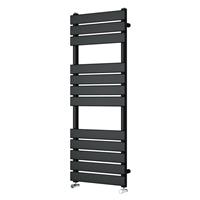 Modern Heated Towel Rail Radiator 1200 x 450mm Black Finish Flat Panel