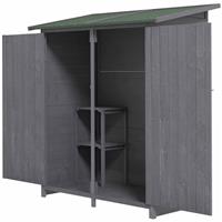 Outsunny Garden Storage Shed Tool Organizer w/ Table, 139x75x160cm, Grey