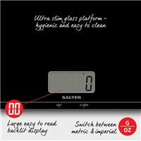 Salter Digital Kitchen Scale Large Weighing Platform Slim Glass Design Black