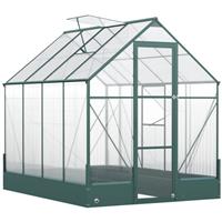 Outsunny Walk-in Greenhouse Garden Polycarbonate Aluminium w/ Smart Window 6x8ft