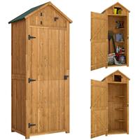 Outsunny Wooden Garden Storage Shed Tool Storage Box, 77 x 54 x 179 cm, Brown