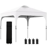 Outsunny Pop Up Gazebo Foldable w/ Wheeled Carry Bag & 4 Weight Bags, White