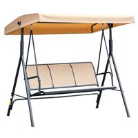 Outsunny 3 Seater Garden Swing Patio Hammock w/ Canopy for Outdoor Beige