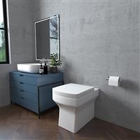 Bathroom BTW Back to Wall Toilet Modern Pan Square Cloakroom Soft Close Seat WC