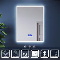 LED Bathroom Mirror 800600 with Bluetooth Shaver Socket Demister Sensor Lights