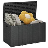 Outsunny 336 Litre Rolling Outdoor Garden Storage Box, Plastic Container, Black