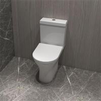Bathroom Round Toilet Close Coupled Slim Soft Close Seat Cistern Modern WC Pan