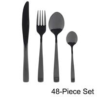 Salter Cutlery Set Black Stainless Steel 48 Piece 12 Person Tableware Regal