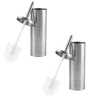 Beldray Toilet Brush and Holder Set 2 Pack Bathroom Bowl Cleaner Stainless Steel