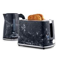 Salter Marble Kettle & 2-Slice Toaster Set 1.7 L Fast Boil Wide Slots Black