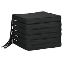 Outsunny Set of 6 Chair Cushion Seat Pads Dining Chair w/ Straps Outdoor Black