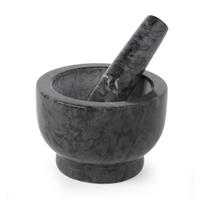 Salter Marble Pestle and Mortar Hand Grind Herbs and Spices Solid Marble Black