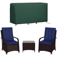 Outsunny Rattan 3PCs Chair Table Bistro Set Patio Set w/ Steel Frame Blue