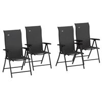Outsunny Set of 4 Outdoor Rattan Folding Chair w/ Adjustable Backrest Grey
