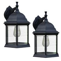 36cm x 25cm "Hexagonal" Traditional Black Victorian IP44 Wall Lantern - 2 Pack