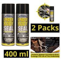 2X Underbody Seal Black Spray Can 400ml For Car Protection, Rustproof Paint